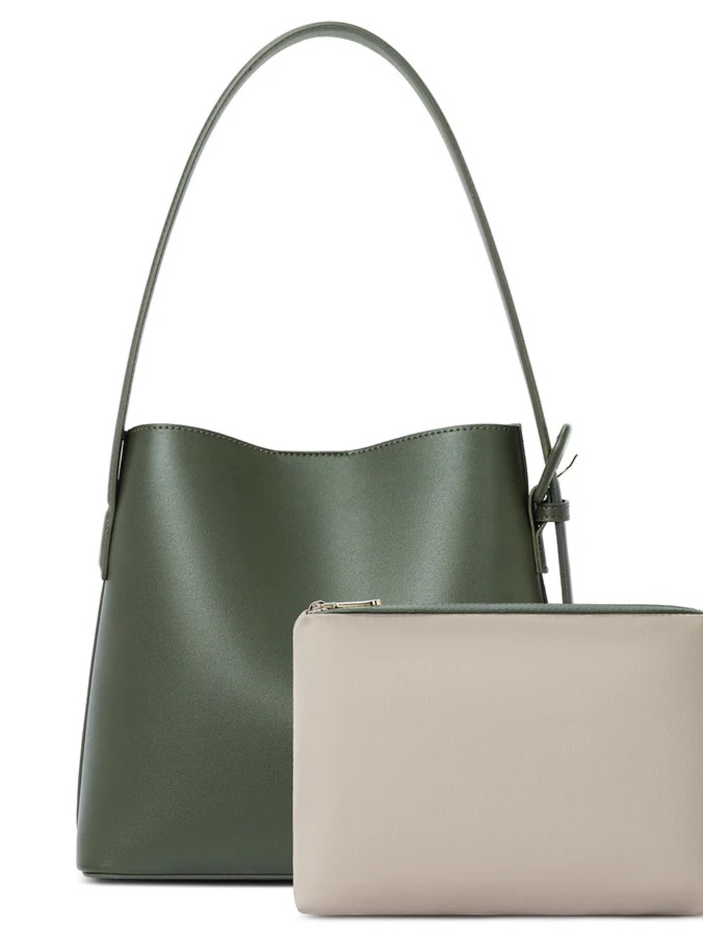 Leather 🥝 Bucket Bag in Green by Bostanten - Picture 2 of 16